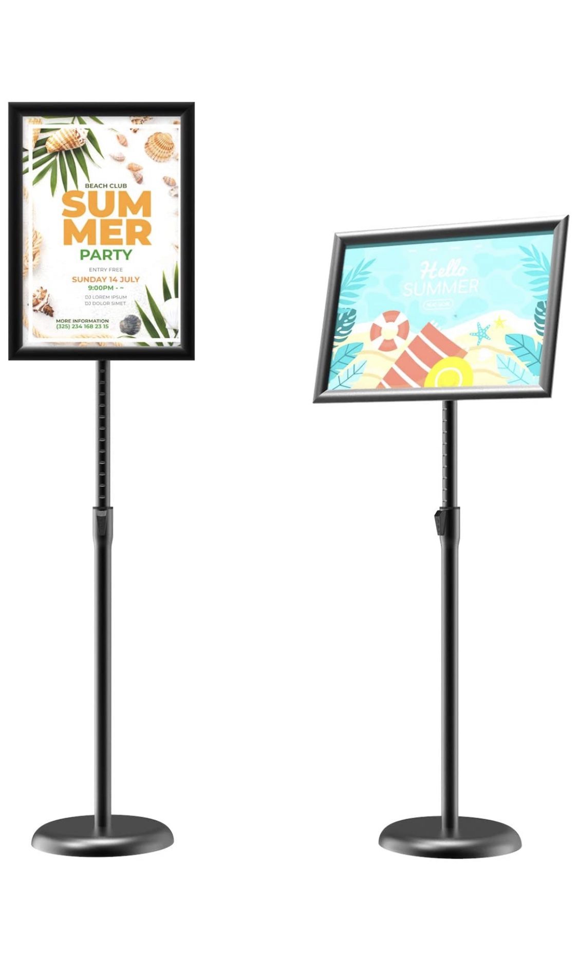 Sign Holder Adjustable Poster Stand Aluminum Snap Open Frame,Standing Floor Sign Stand for 11x17 Inch,Vertical and Horizontal View Sign Displ