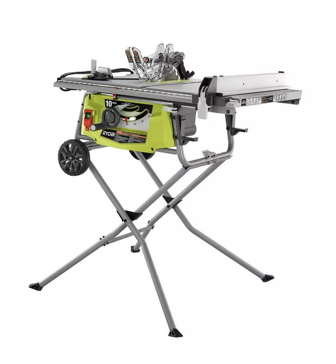 New RYOBI 15 Amp 10 In. Expanded Capacity Table Saw with Rolling Stand 5000 RPM