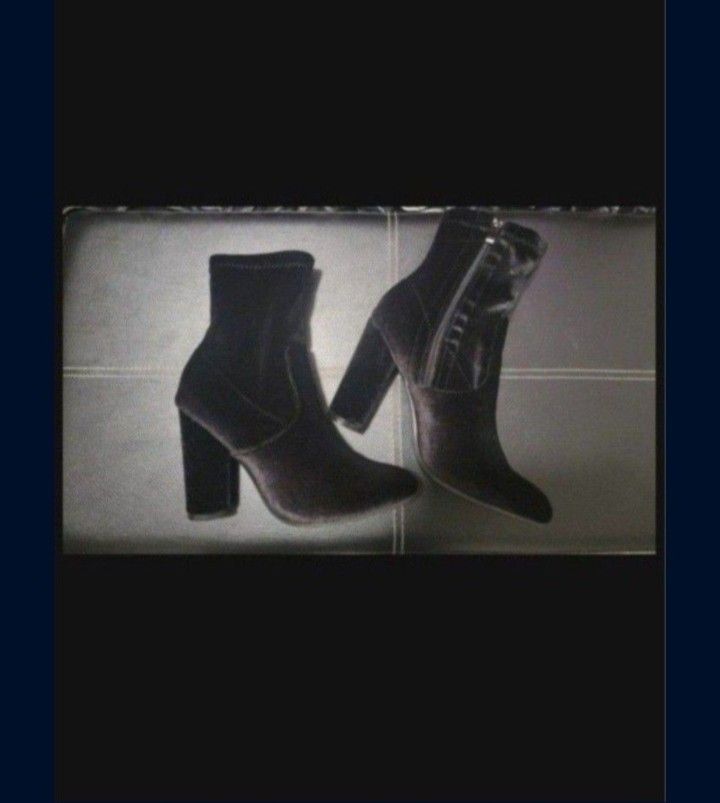 Black Velvet Heel Boots