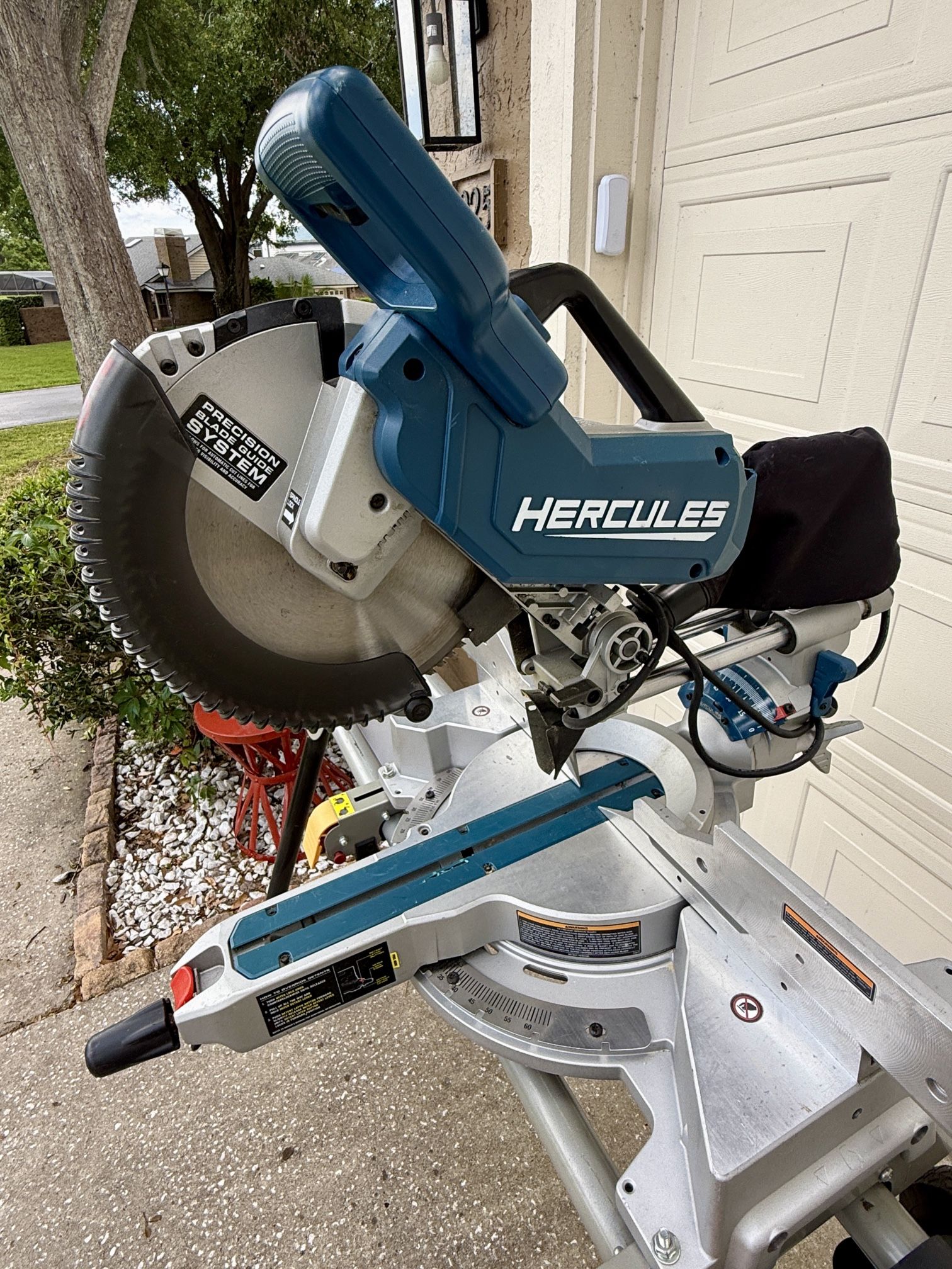 HERCULES 12” Sliding Compound Miter Saw w/ LED Guide + Heavy Duty Rolling Stand