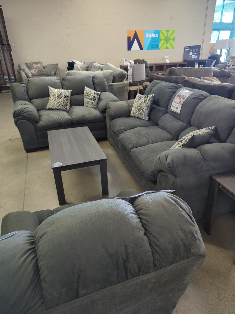 Crushed Graphite Sofa And Loveseat Collection 