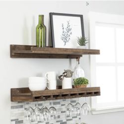 Floating Wine And Glass Shelves