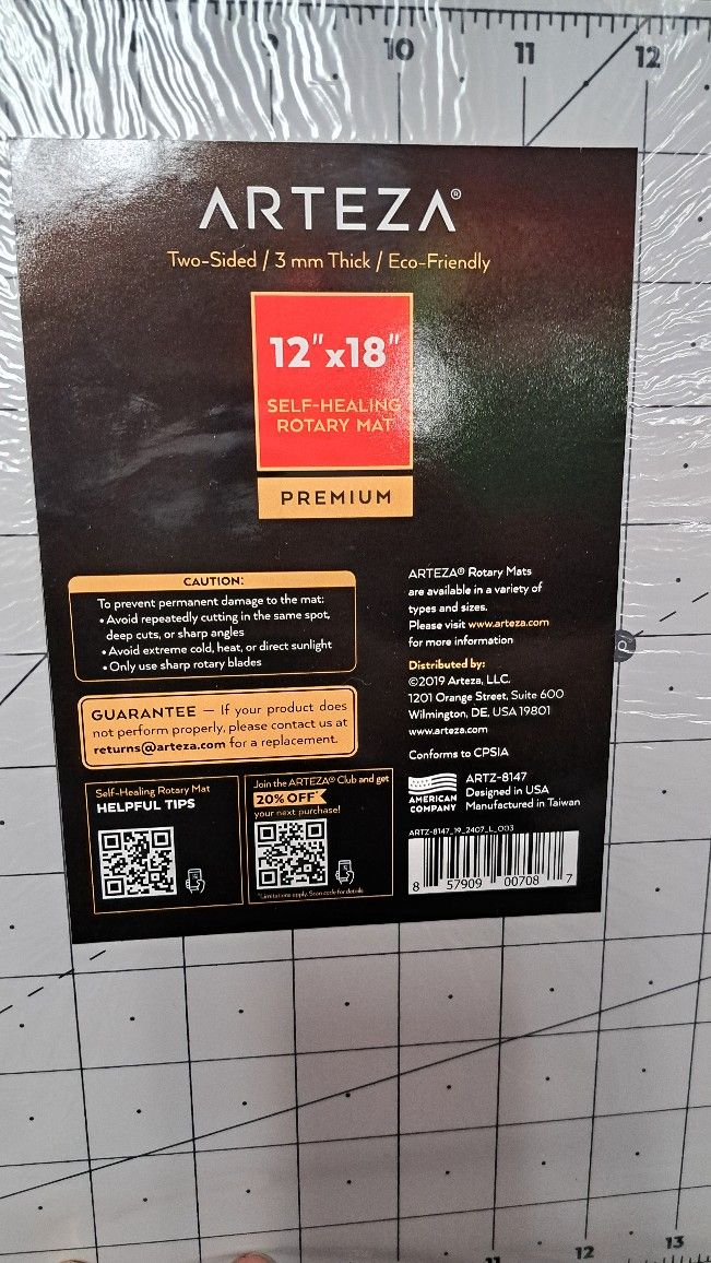 Self Healing Rotary Cutting Mat, 12" x 18"