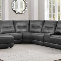 Gray 6 Pc Reclining Sectional 
