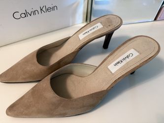 Calvin Klein suede camel heels, size8.5