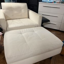 Crate and Barrel midcentury Petrie chair & ottoman
