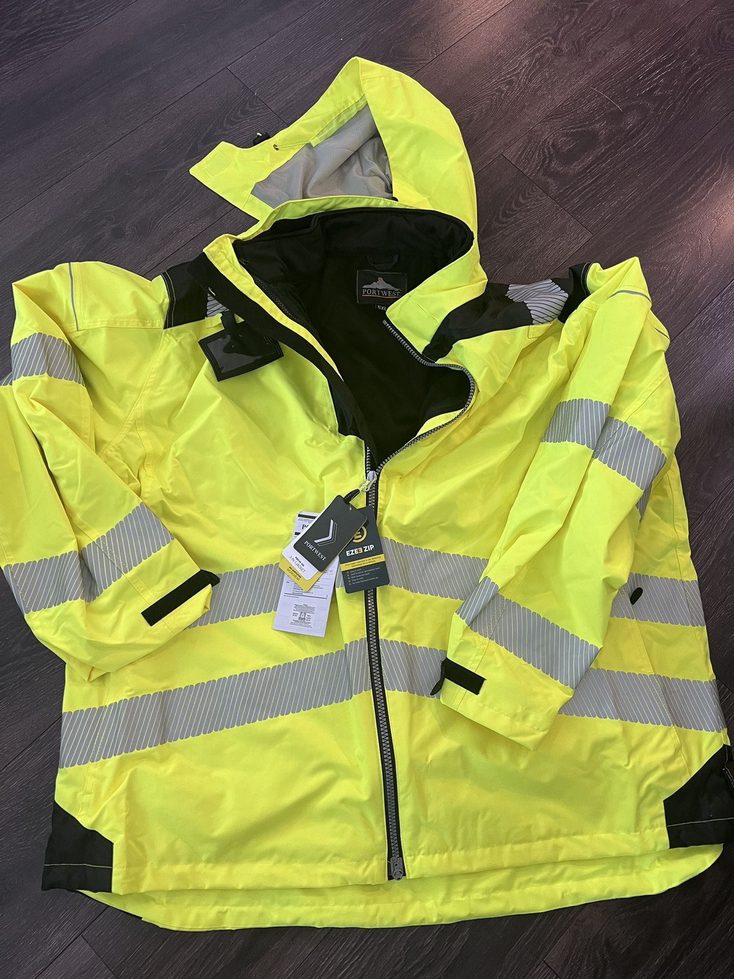 ortwest T400 Men's PW3 Hi Vis Reflective Waterproof Winter Safety Jacket Yellow/Black, 5X-Large