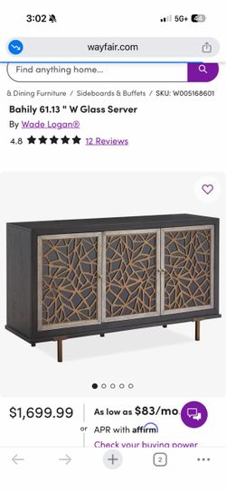 Wade Logan Bahily 61" Glass Server Sideboard