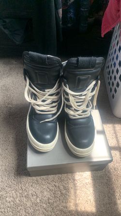 Black Leather High-Top Sneaker Boots Rick Owen Geobaskets