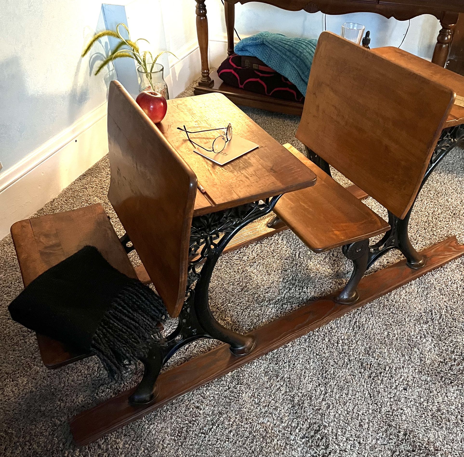 Extraordinary Antique School Desk Set