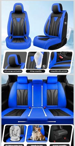 Universal Luxury PU Leather Car Seat Cover Full Set, Comfortable Car 5 Seat Covers Four Seasons For SUV, Sedan, Truck, Airbag Compatible