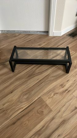 Black Metal And Glass Little Bathroom Shelf