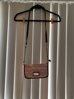 Betsey Johnson leather pink and black crossbody purse