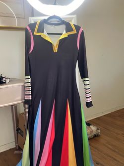 Black Rainbow Colorblock Maxi Dress