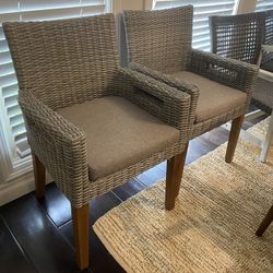 Chairs - Outdoor Wicker and Eucalyptus Chairs - Set Of 2