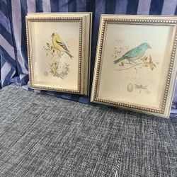 2 aaron brothers art work 13x15 mixed gilded birds