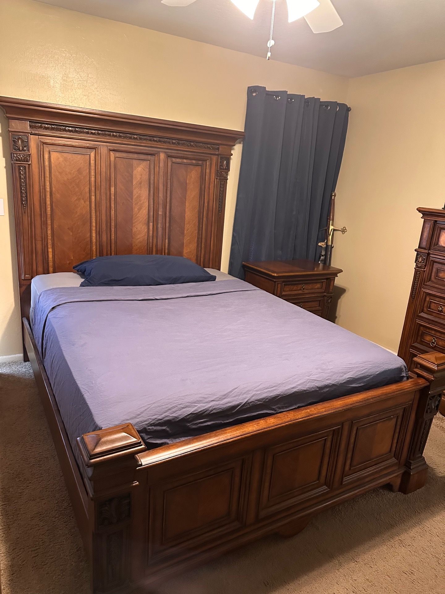 Queen Set Bed, Mattress, Dresser, Nightstand