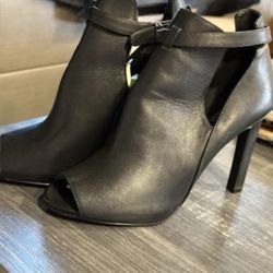 Michael Kors Leather - High-Heel Buckled Open Toe Shooties