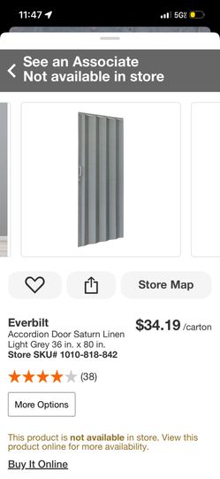 Accordion Door Saturn Linen Light Grey 36 in. × 80 in.