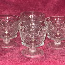 Vintage Hazel Atlas Big Top Peanut Butter Sherbet Footed Glasses 3.75” x 3.5” Set Of 4 FLAWLESS! 