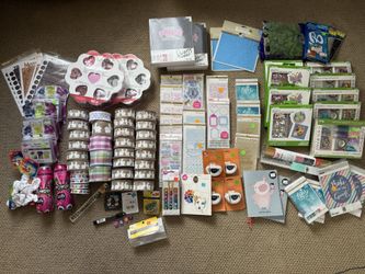 HUGE Lot Of crafts ribbon Kits Stamps Tie Dye Planner Etc.