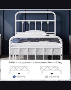 Twin White Victorian Metal Bed Frame