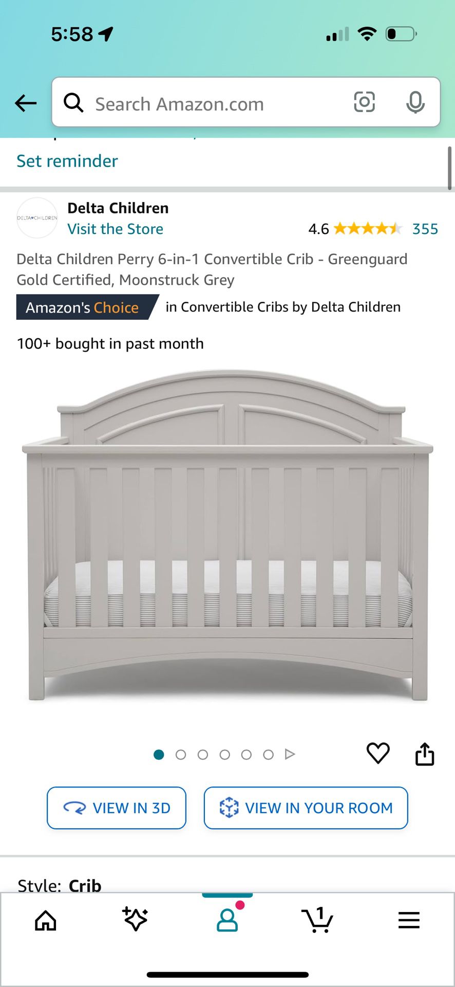 Delta Children Convertible Crib + Serta Mattress 