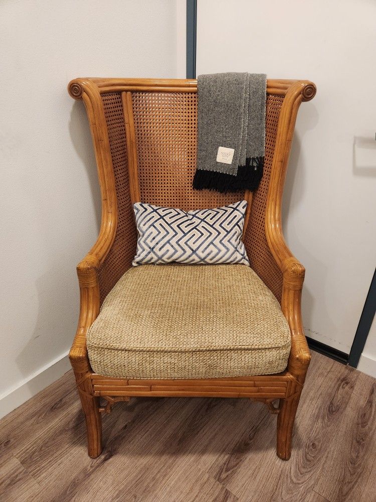 Vintage Bamboo Weave Cane Chair