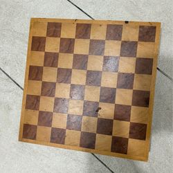 Vintage Wooden Multi Game Set Incomplete Chess Dominoes