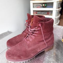 Timberland Size 13 Maroon Suede Boots