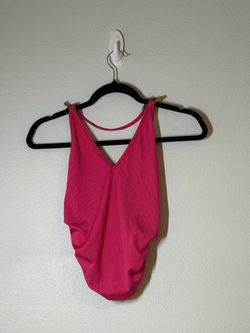 Hot Pink and Black Halter Top with Rouched sides.