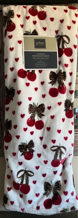Cherries and cheetah bow blanket