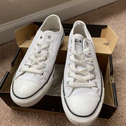 Authentic White Leather Converses Size 6M/8W