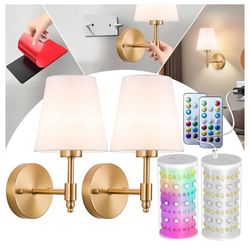 Peel and Stick Wall Sconces, Stick On Wall Sconce Set of 2