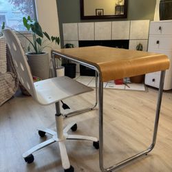 Modern Bentwood Desk + Adjustable Rolling Chair – Minimalist Set