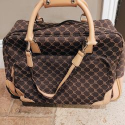 EUC Ralph Lauren MONOGRAM Logo Large Carry On Rolling Duffle Luggage Bag