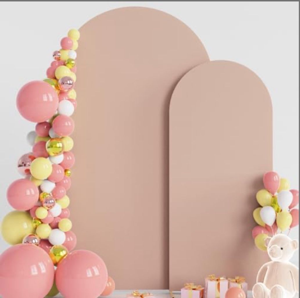Wokceer Wedding Arch Cover 7.2FT, 6FT Spandex Fitted Wedding Arch Stand Covers 2 Set Round Top Chiara Arch Backdrop Stands Cover For Birthday Party Ce
