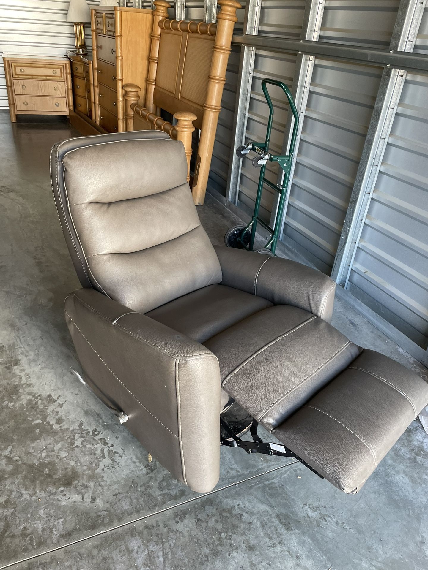 Gray Leather, Full 360, Rotating Reclining Chair Sofa