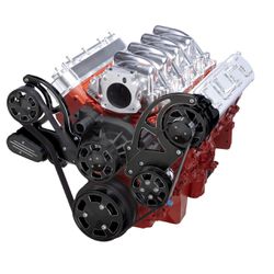 Black Diamond Chevy LS Mid Mount Serpentine Kit - Power Steering & Alternator 