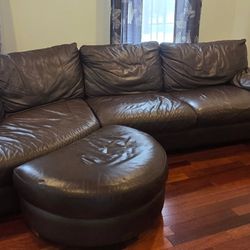  Leather Sectional w/ Foot Stool 