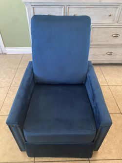 New Blue Pushback Recliner Chair. Available