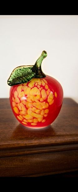 Art Glass Apple Figurine Paperweight