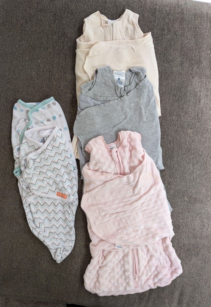 Bundle of 5 Newborn Sleepsack Swaddles Halo Like New