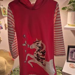 Girls Hooded Unicorn Dress Size 6