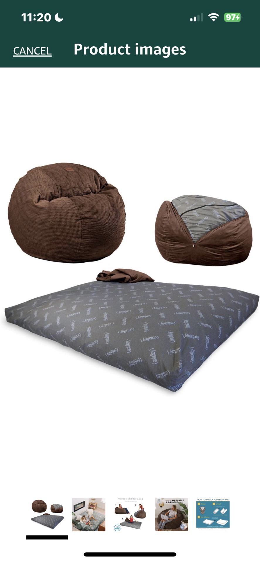Corduroys Bean Bag Chair/full Bed