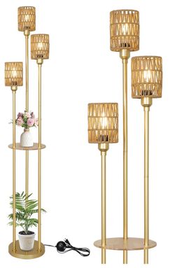Floor lamp with shelves