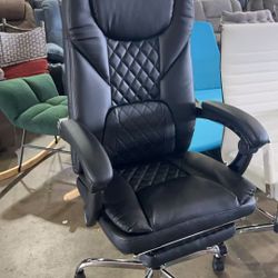 Black office chair with foot rest $80