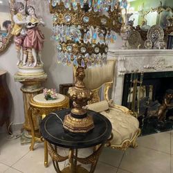 Large Waterfall Rococo Victorian Style Lamp  W/ Table 