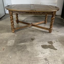 Vintage oak butler’s tray coffee table with barley twist legs