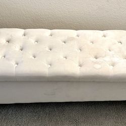 White Tufted Storage Bench